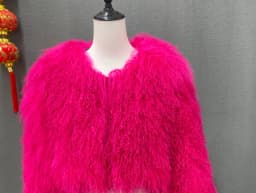 Sai Deng Qiu Li Winter Polychrome Warm Stand Collar Real Mongolia Sheep Fur Jacket Coat Women