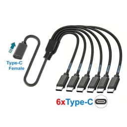 USB C Female to 4 Male Splitter Charging Cable, 1 to 4/6 Multi USB Type-C Port Charger Cord for Power Delivery to Type C Devices