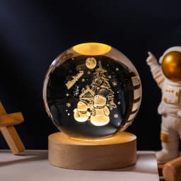 3D Crystal Lights Lamp Glowing Planetary Galaxy Night Light Crystal Ball Night Lights Bedside Light Home Decor Christmas Gift