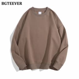 BGTEEVER Casual O-neck Loose Women Pullovers Spring Autumn Long Sleeve Basic Cotton Sweatshirts for Women