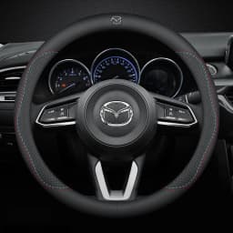 Leather Breathable Car Steering Wheel Cover Anti Slip 38Cm For Mazda 23 CX5 CX30 CX8 CX3 Mazda2 6 5 CX9 BT50 MX5 Car Accessories