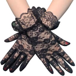 New Lace Full Finger Party Short Gloves For Women Girls Kids Black Solid Knitted Mittens Outdoor Dance Dress Up Bride's Gloves