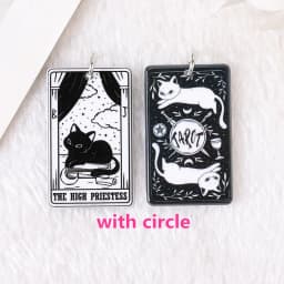 8Pcs 39*23 MM Black White Cat Tarot Card Charms Creative Acrylic Sun Moon And Lovers Jewelry For Earring Necklace Diy