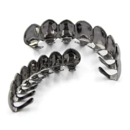 Gold Silver Plated Hiphop Teeth Grillz Top Bottom Set with Vampire Tooth Design for Party Streetwear Cool Dental Accessory