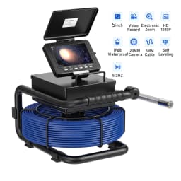 Pipe Inspection Camera 5in+ Self-Leveling 512HZ Transmitter+Audio Recording +DVR Drain Sewer Inspection Video Endoscope Camera