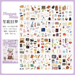 Journal GO 20sheets Mini Watercolor Life Sticker Book Daily Food Home & Music Decal for Journaling Planner Craft & Scrapbooking