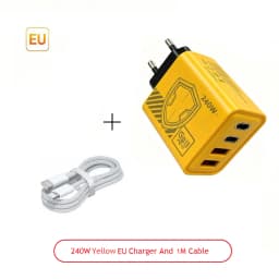 240W GAN Mechanical Pattern Multi Port Travel Charger EU US Plug Multiple Color Charging Kit with 1M Braided USB C Cable