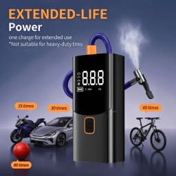 Portable Air Compressor Car Tire Inflator, Electric Tire Pump with LED Light, Digital Pressure Display, Auto Shut Off, Suitable for Car, Motorcycle, Bike, Ball, Emergency Tire Inflation