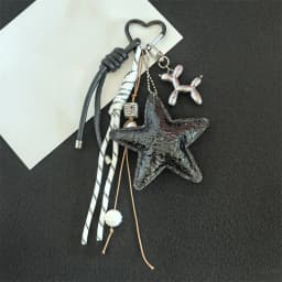 New Leather Star Bag Charm Cute Balloon Dog Rainbow Decorative Keychain Fashion Braided Rope Bag Pendant Accessorie