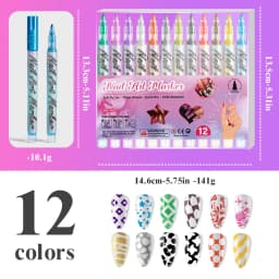 12Pcs/Set Colourful Waterproof Nail Art Graffiti Pen DIY 3D Nail Art Drawing Pen Abstract Line Manicure Tool Painting Liner