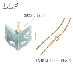 Lady's Natural Blue Jade Fox Face Pendant, With S925 Silver Clasp And Silver Chain Lucky Charm Jewelry Gift