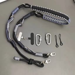 Black DIY Hand-braided Paracord Bag Strap Outdoor Multifunctional Anti-lost Adjustable Camera Phone Lanyard Shoulder Strap