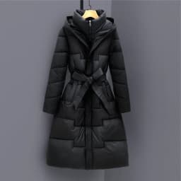 2026 New Women's Long Over-Knee down Cotton Jacket Thickened Waist-Cinching Winter Outerwear Short-Sleeved Cotton Coat