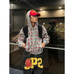 Men Women Y2K EMO Heart Print Zip Up Hoodie Couples Matching Sweatshirt Vintage E-Girl Streetwear Harajuku Fashion Daily Wear