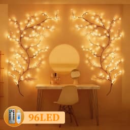 USB Lighted Rattan Branch Lamp Warm White LED Twig String Lights 8 Modes Remote Control for Indoor Bedroom Mantel Festival Decor