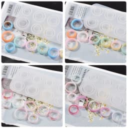 Resin Ring Molds Silicone,4 Style Silicone Molds for Epoxy Resin 8 Sizes for Making Rings,Earrings,Pendants,Crafts