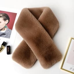 Cute Solid Color Cross Scarf Thicken Faux Rabbit Fur Neck Scarf Neck Warmer Girls