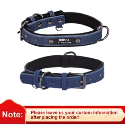 Custom Leather Dog Collar Soft Padded Dog Collars Personalized Pet ID Necklace Free Engraved Name Paw For Small Medium Dogs Pug
