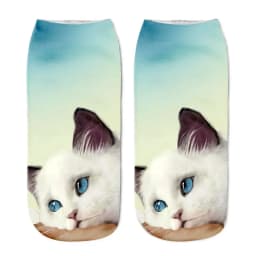 Cute Cat Face Low Ankle Socks For Women Colorful And Fun Cartoon Print With Multiple Kittens New Arrival