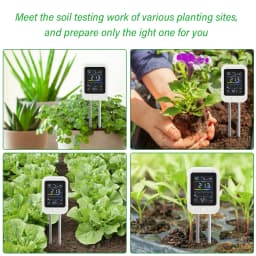 Yieryi Rechargeable 6-in-1 Soil PH Tester Moisture/Fertility/Sunlight/Temp/pH Meter Earth Nutrient Analyzer for Gardening Farm