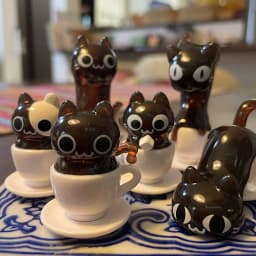 Cat Cafe Coffee  Styling Blind Box Transparent Funny Posture Action Figures Model Collection Toy Desktop Decor Surprise Gifts