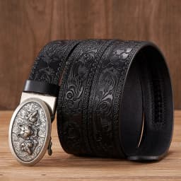 Wolf Designer Belt for Men Retro Automatic Buckle Arts and Crafts Belt Men Genuine Cow Leather Waist Band Honorable Strap