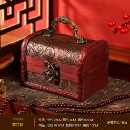 Hot-Selling Antique Retro Wooden Crystal Packaging Box with Green Stone - Yuan Datou Jewelry Storage Box