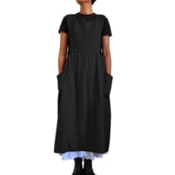 3 Color Oversized S-5XL Loose Cotton Linen Apron Midi Dress For Women Casual Pocket Homewear Solid Color Kitchen Uniform