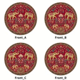 VIKAMA 4PC Indian style Golden Elephant Meal Mat Golden Elephant Flower Table Restaurant Theme Party Decoration