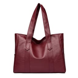 New Large Capacity Vintage Handbag PU Soft PU Leather Bag Versatile Solid Color Shoulder Bag