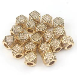 3pcs Micro Pave Zirconia Beads Round Geometry Metal Cubic Zircon Beads for DIY Bracelet Necklace Design Jewelry Crafts Making