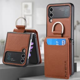 Vertical Cards Solt Magnetic Wallet Ring Holder Leather Case for Samsung Galaxy Z Flip 8 7 FE 6 5 4 Flip4 5G Zflip4 Stand Cover