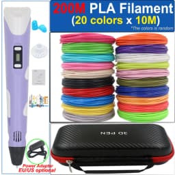 Children's 3D Pen 3D Drawing Printing Pen with LCD Screen Power Adapter 200M PLA Filament Toy Kids Christmas Birthday DIY Gift