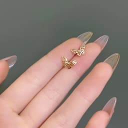 Lovely Small Earrings Piercings Wing Heart Stud Earrings For Women Gold Color 925 Silver Needles Ear Stud Jewelry For Teen Gift