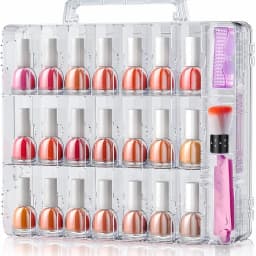 Portable Nail Polish Organizer Clear Double Side Nail Polish Holder Gel Nail Storage for 48 Bottles with 6 Adjustable Dividers