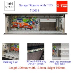 GFans 1/64 Scale Car Garage Miniatures Model Car Parking Lot Diecast Scene Display Vehicle Scene Toy Background Collection