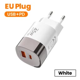 PD45W USB Type C Phone Fast Charger QC3.0 Super Fast Charging EU/UK/US Plug Adapter For IPhone15/16/17 Samsung Huawei Xiaomi