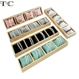 Solid Wood Three-Tiered Tray Bracelet Watch Necklace Pearl Bracelet Pillow Tray Jewelry Storage Rack