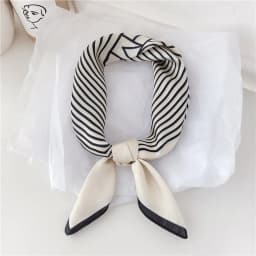 Women Korean Version of Simple Stripes Brocade Forging 70cm Small Square Scarf Scarf Headscarf