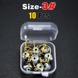 Topranc 10Pcs/Box Night Fish-Attracting 3D Fish Eye Jig Heads, Weighted Hooks, Lure Bionic Micro Baits Hooks