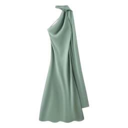 Elegant Long Silk Satin Dress Neck Hanging Pure Color Slim Fit Women's Summer New Fashion Dress City Commuting Casual Wedding