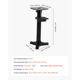 SucceBuy Bench Grinder Stand Bench Grinder and Vise Floor Pedestal with 10.6 in x 10.6 in Mounting Plate Pre-Cut Mounting Slots