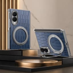 Luxury Magnetic Crocodile Pattern Leather Case for Samsung Z Fold 8 Wide Shockproof for Magsafe Central Axis Protection Cover