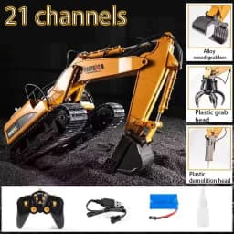 Huina 550HD 1:14 Alloy Remote Control Excavator 21CH Metal Digging Bucket Construction Vehicle 2.4G Wireless Large Excavator Toy