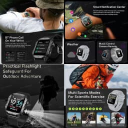 New Flashlight Military Smart Watch Men IP68 5ATM Outdoor Sports Fitness Tracker Health Monitor 1.44Inch BT Call Smartwatch HT30