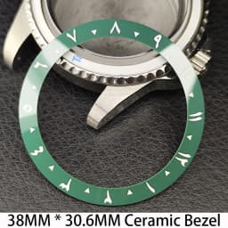 Sloping 38mm * 30.6mm Ceramic/Aluminum Bezel GMT and Diving Watch Insert Fits for 40mm Men's Watch Case Bezel Replacement Insert