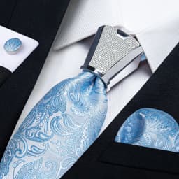 DiBanGu Business Plaid Black Solid Luxury Elegant Silk Ties for Men Designer Tie Buckle Handkerchief Cufflinks Wedding Accessory