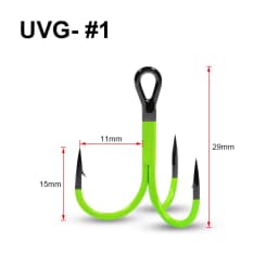 Spinpoler Flame Treble Hook UV Orange/Green Coated Point Treble Hooks 2X Strong Black Nickel Soft Lure Swimbait Pesca Tackle