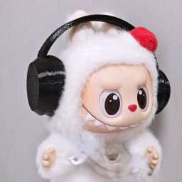15/17cm Labubu Doll Clothes 1st/2nd/3rd Gen Fit Mr. Black Bear Hoodie Set with Headphone Plush Toy Outfits Halloween Decor