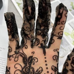 Sexy Black Lace Thin Transparent Elasticity Mesh Short Gloves Women Sunscreen Gothic Punk Lolita Cosplay Cross Flowers Mittens